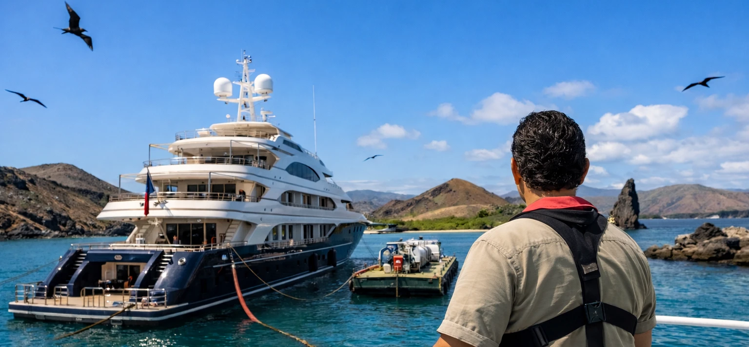 Bunkering in Galapagos for Superyacht
